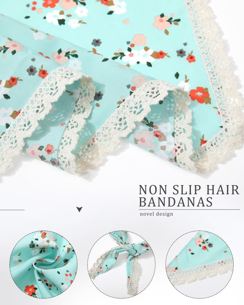 Molans 3Pcs Floral Head Scarf, Chiffon Hair Bandanas Kerchief, Vintage Boho Hair Scarf for Women Girls - Image 3
